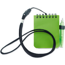 Libreta con lanyard para colgar y boligrafo memomini verde lima Libreta con lanyard para colgar y boligrafo memomini verde lima