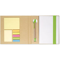 Bloc papel reciclado con notas y boligrafo personalizado verde lima Bloc papel reciclado con notas y boligrafo personalizado verde lima