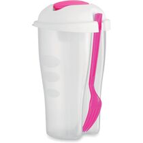 Ensaladera plastico con tenedor 750ml personalizada fucsia Ensaladera plastico con tenedor 750ml personalizada fucsia