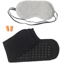 Set de viaje con calcetines tapones y antifaz barato negro Set de viaje con calcetines tapones y antifaz barato negro