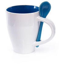 Taza ceramica con cuchara interior a color personalizada Taza ceramica con cuchara interior a color personalizada