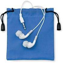 Auriculares con bolsa personalizado azul Auriculares con bolsa personalizado azul