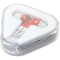 Auriculares en estuche triangular economico rojo Auriculares en estuche triangular economico rojo