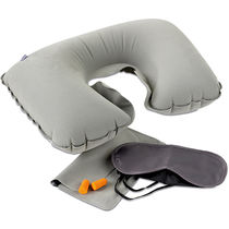 Set almohada antifaz tapones personalizado gris