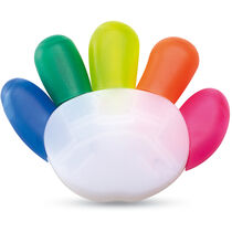 Set de 5 marcadores forma de mano personalizado multicolor Set de 5 marcadores forma de mano personalizado multicolor