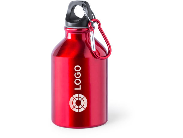 Botella deportiva personalizada de aluminio con mosquetón (300 ml)