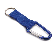 Mosqueton con llavero y cinta de poliester personalizado azul Mosqueton con llavero y cinta de poliester personalizado azul