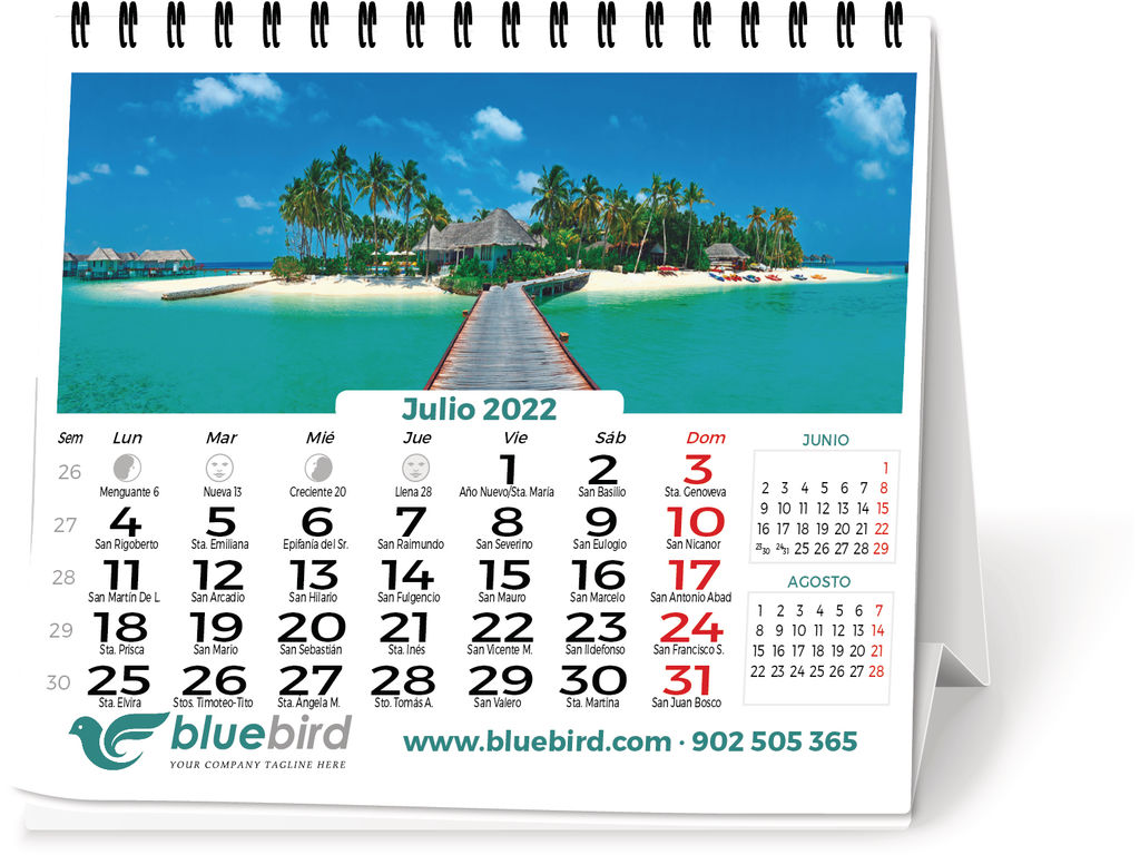 Calendario de mesa 2024 personalizado con espiral 16 x 14 cm