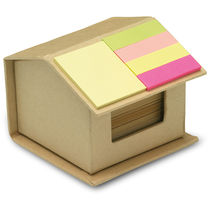 Bloc notas adhesivas carton reciclado forma de casa personalizado beige Bloc notas adhesivas carton reciclado forma de casa personalizado beige