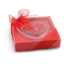 Vela con base de cristal forma corazon personalizada Vela con base de cristal forma corazon personalizada