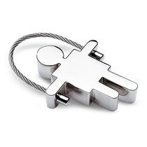 Llavero metalico forma de chico personalizado plata brillante Llavero metalico forma de chico personalizado plata brillante