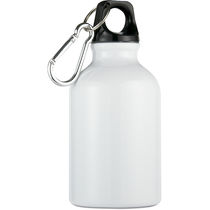 Botella de aluminio con mosqueton personalizada blanco Botella de aluminio con mosqueton personalizada blanco