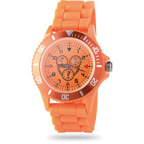 Reloj con pulsera de silicona y 3 esferas merchandising naranja Reloj con pulsera de silicona y 3 esferas merchandising naranja