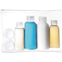 Neceser viaje con 6 envases vacios personalizado transparente Neceser viaje con 6 envases vacios personalizado transparente