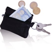 Llavero monedero de piel 3 cremalleras personalizado negro Llavero monedero de piel 3 cremalleras personalizado negro