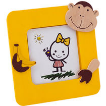 Portafotos infantil de madera en color personalizado amarillo Portafotos infantil de madera en color personalizado amarillo