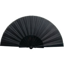 Abanico de plastico varillas color grabado negro Abanico de plastico varillas color grabado negro
