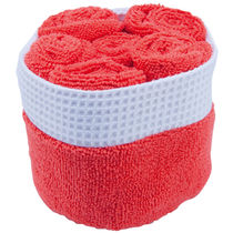 Set de 6 piezas de toallas en microfibra personalizado rojo Set de 6 piezas de toallas en microfibra personalizado rojo