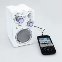 Radio y altavoz para movil o mp3 personalizado blanco Radio y altavoz para movil o mp3 personalizado blanco