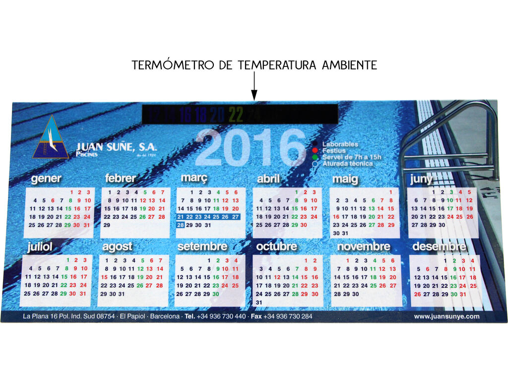 Calendario de mesa 2025 personalizado de PVC