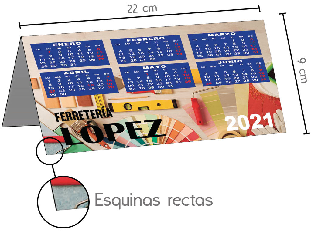 Calendario de mesa 2025 personalizado de PVC