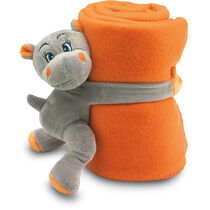 Manta infantil polar con hipopotamo personalizada naranja Manta infantil polar con hipopotamo personalizada naranja